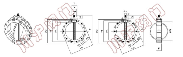 Pneumatic powder butterfly valve Structure size